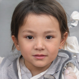 Neutral white child female with medium  brown hair and brown eyes