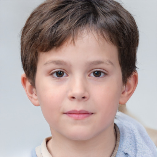 Neutral white child male with short  brown hair and brown eyes