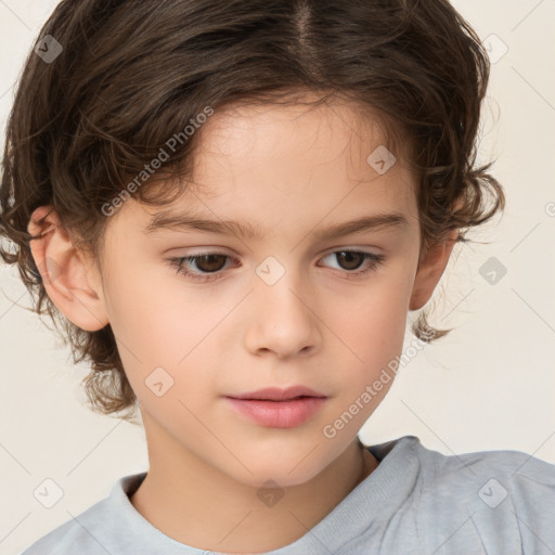 Neutral white child female with medium  brown hair and brown eyes