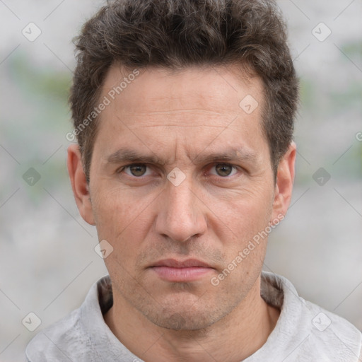 Neutral white adult male with short  brown hair and brown eyes