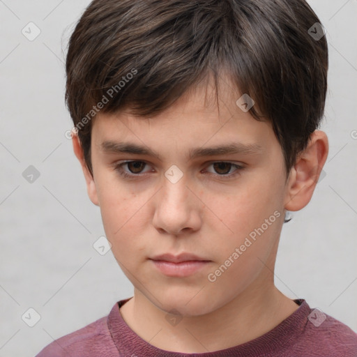 Neutral white child male with short  brown hair and brown eyes