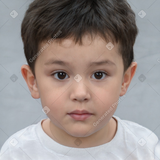 Neutral white child male with short  brown hair and brown eyes