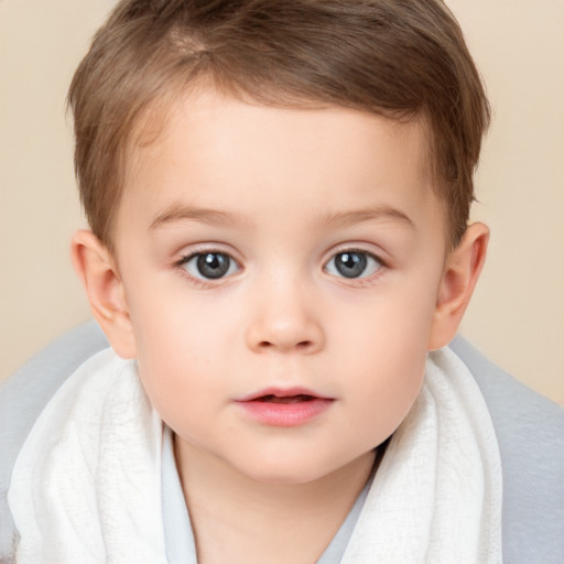 Neutral white child male with short  brown hair and brown eyes