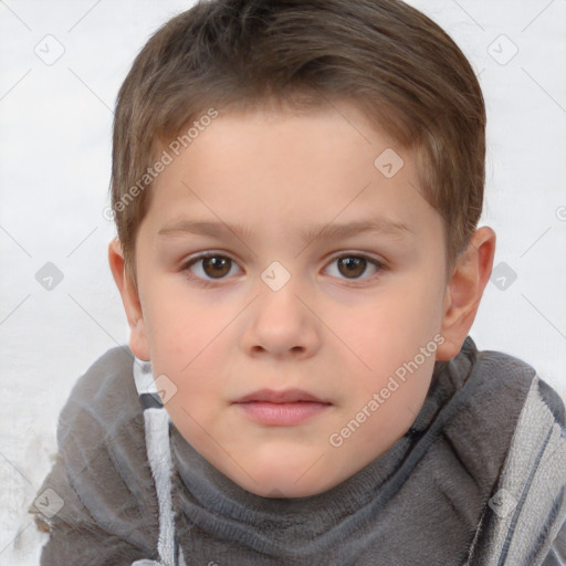 Neutral white child female with short  brown hair and brown eyes