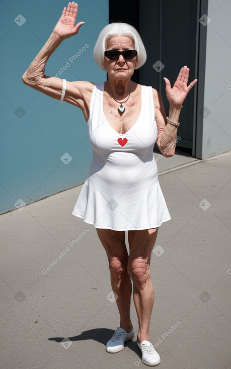 Austrian elderly female with  white hair