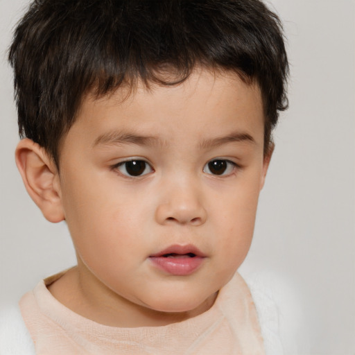 Neutral white child male with short  brown hair and brown eyes