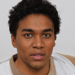 Neutral black young-adult male with short  brown hair and brown eyes