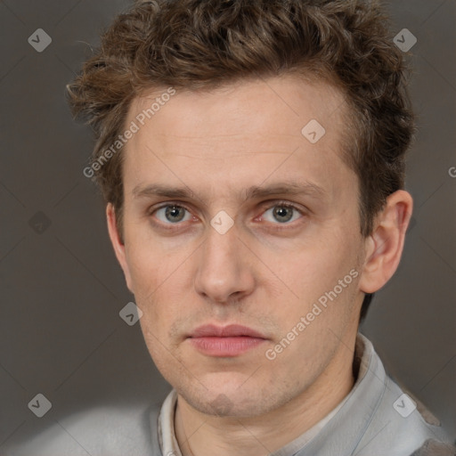 Neutral white adult male with short  brown hair and brown eyes