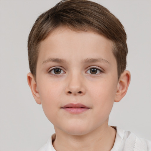 Neutral white child male with short  brown hair and brown eyes