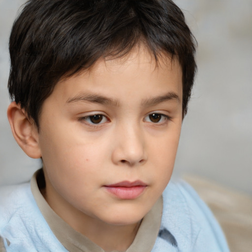 Neutral white child male with short  brown hair and brown eyes