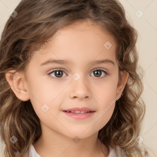 Neutral white child female with medium  brown hair and brown eyes