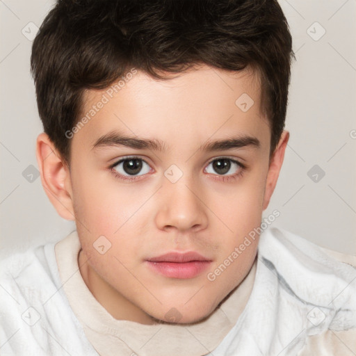 Neutral white child male with short  brown hair and brown eyes