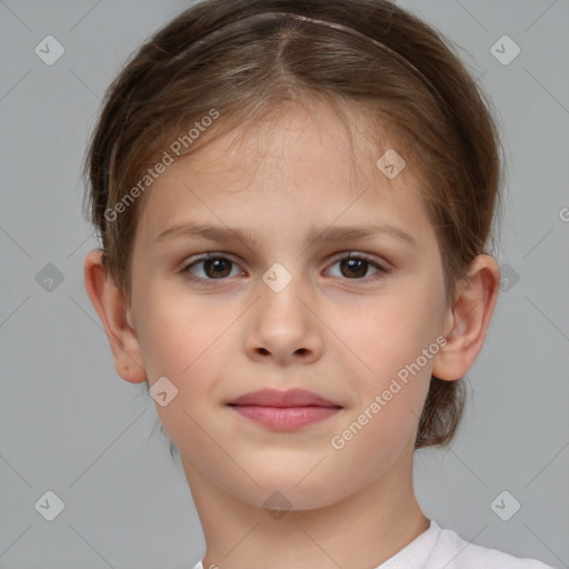 Neutral white child female with medium  brown hair and brown eyes