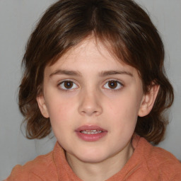 Neutral white child female with medium  brown hair and brown eyes