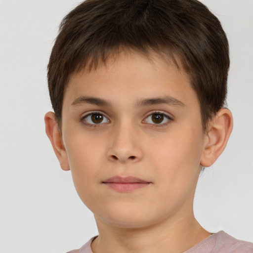 Neutral white child male with short  brown hair and brown eyes