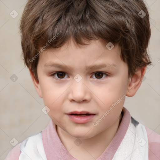 Neutral white child male with short  brown hair and brown eyes