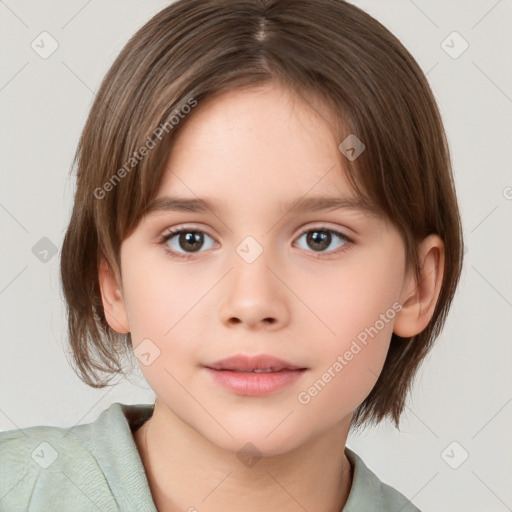 Neutral white child female with medium  brown hair and brown eyes