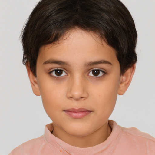 Neutral white child female with short  brown hair and brown eyes