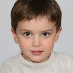 Neutral white child male with short  brown hair and brown eyes