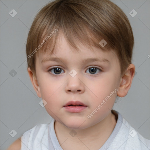 Neutral white child female with short  brown hair and brown eyes