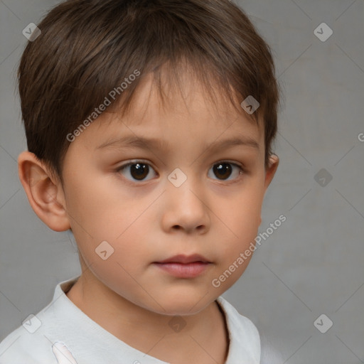 Neutral white child female with short  brown hair and brown eyes