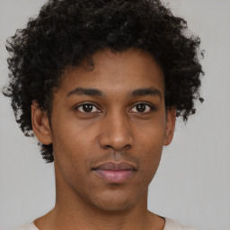 Neutral black young-adult male with short  brown hair and brown eyes