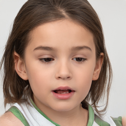 Neutral white child female with medium  brown hair and brown eyes