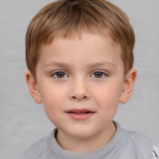 Neutral white child male with short  brown hair and brown eyes