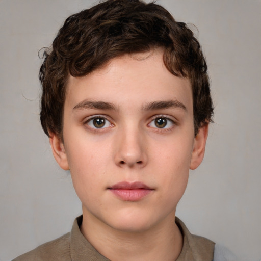 Neutral white child male with short  brown hair and brown eyes