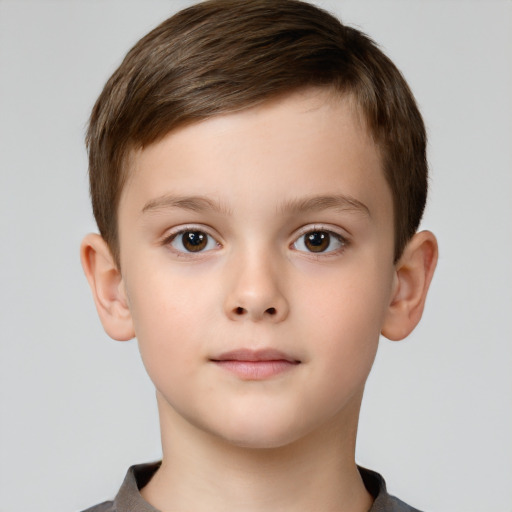 Neutral white child male with short  brown hair and brown eyes