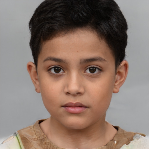 Neutral white child male with short  brown hair and brown eyes