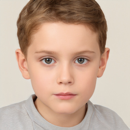 Neutral white child male with short  brown hair and brown eyes