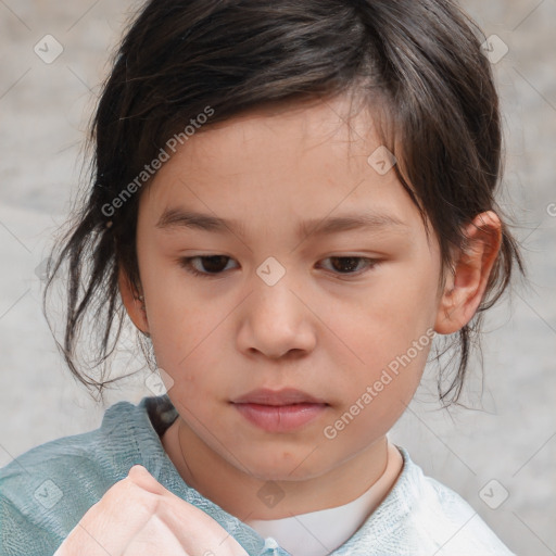 Neutral white child female with medium  brown hair and brown eyes