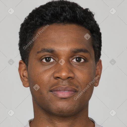 Neutral black young-adult male with short  brown hair and brown eyes