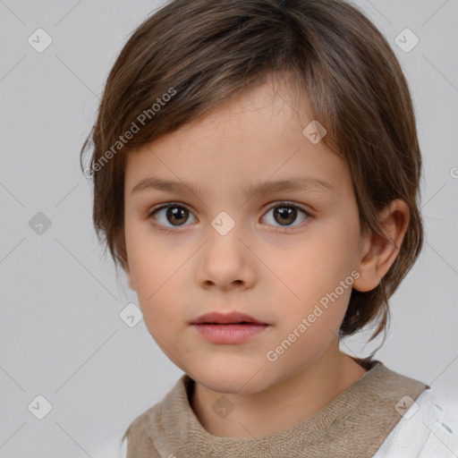 Neutral white child female with medium  brown hair and brown eyes