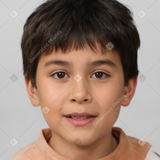 Neutral white child male with short  brown hair and brown eyes