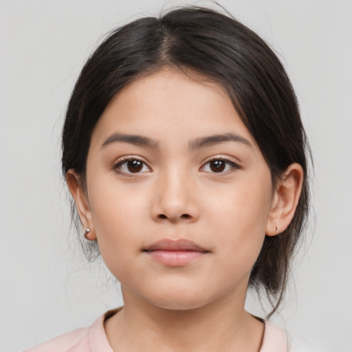 Neutral asian young-adult female with medium  brown hair and brown eyes