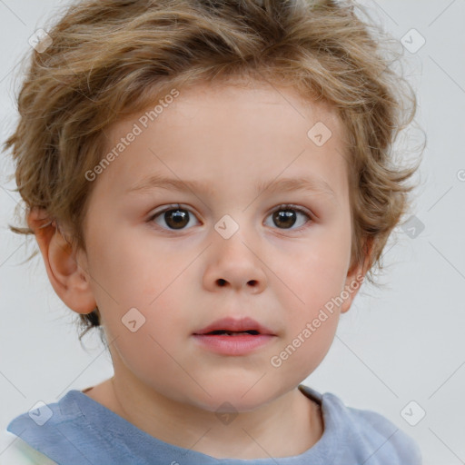 Neutral white child female with short  brown hair and brown eyes