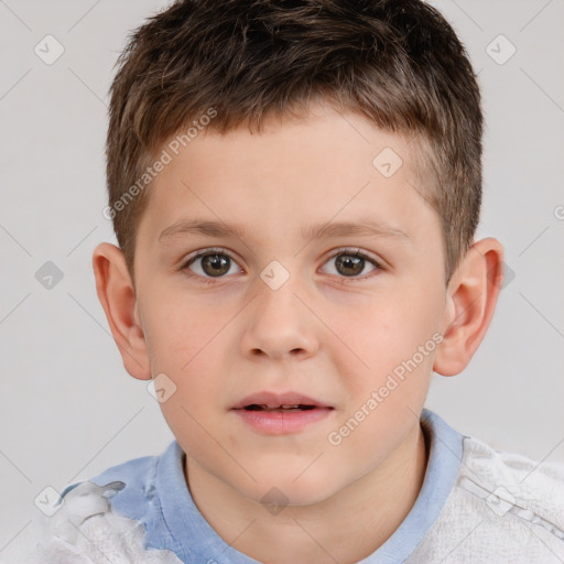 Neutral white child male with short  brown hair and brown eyes