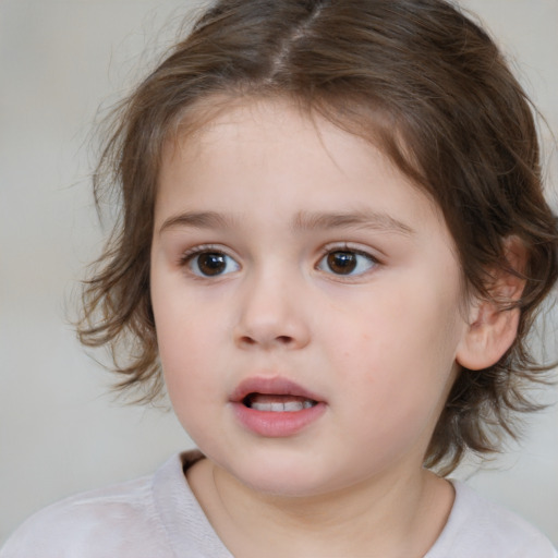 Neutral white child female with medium  brown hair and brown eyes