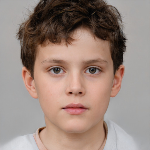 Neutral white child male with short  brown hair and brown eyes