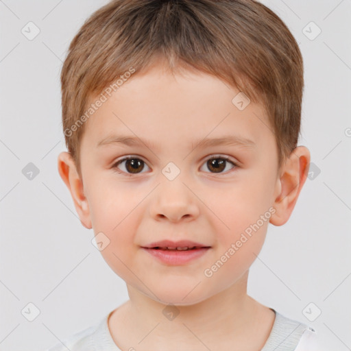 Neutral white child male with short  brown hair and brown eyes