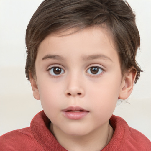 Neutral white child female with short  brown hair and brown eyes