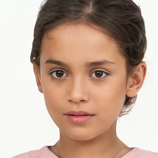 Neutral white child female with short  brown hair and brown eyes