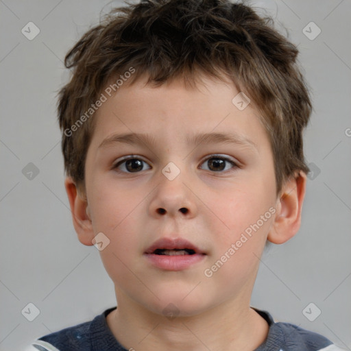 Neutral white child male with short  brown hair and brown eyes