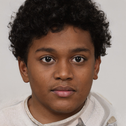 Neutral black child male with short  brown hair and brown eyes