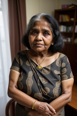 Sri lankan elderly female with  black hair