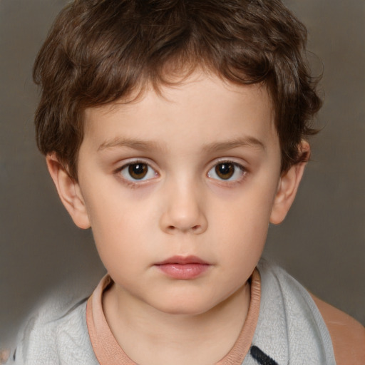 Neutral white child male with short  brown hair and brown eyes