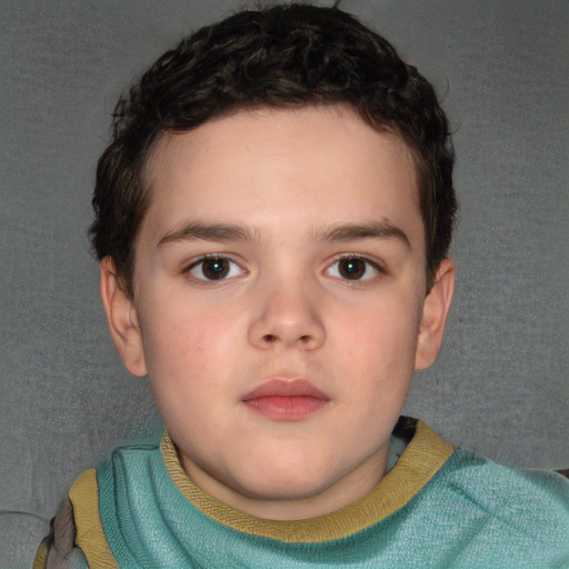 Neutral white child male with short  brown hair and brown eyes