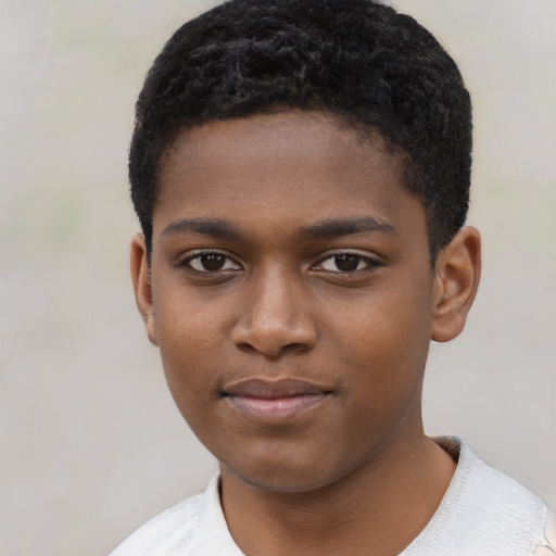 Neutral black child male with short  black hair and brown eyes